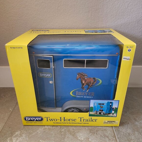 Breyer Two Horse Trailer No 2617 Traditional Series Blue 1:9 Scale New Sealed
